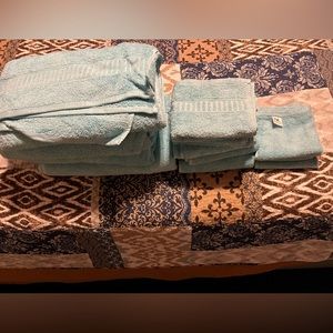 Towel Set - Seafoam Green and Dark Gray